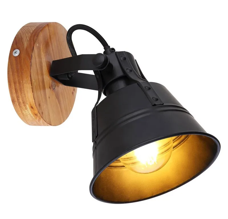 Wandleuchte, Leuchtmittel nicht inklusive, Industrie Wand Spot verstellbar Wohn Ess Zimmer Beleuchtung Strahler de Globo en Noir – photo produit