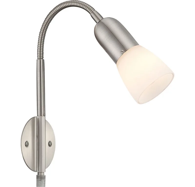 Wandleuchte, Leuchtmittel nicht inklusive, Wandleuchte Leselampe Flexo Arm Wandlampe Metall Glas silber H 46 cm de Globo en Argent – photo produit