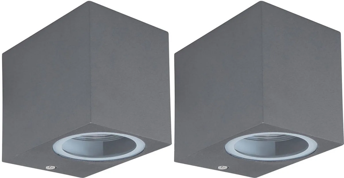 Wandspot buitenlamp voordeur UP wandlamp voor je terras, naar beneden gericht, gegoten aluminium, 1x GU10, BxH 6x8,1 cm, set van 2 van Globo in Antraciet – productfoto