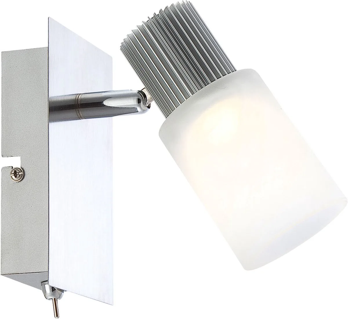 Wandspot tuimelschakelaar zwenkbare spot Alabaster, nikkel mat chroom, 1x LED 5W 300Lm warm wit, LxBxH 15,5x8x13 cm von Globo in Silber – Produktfoto