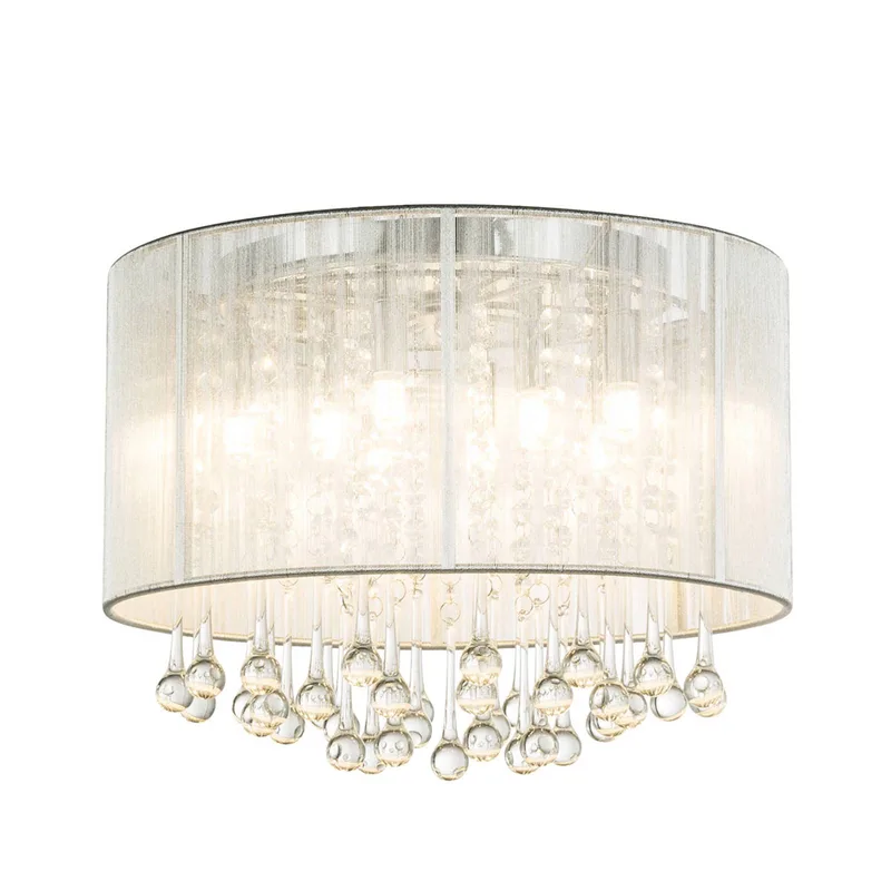 Zilveren LED plafondlamp Sierra met ornamenten by Globo in Chrome, Silver, Helder – product photo