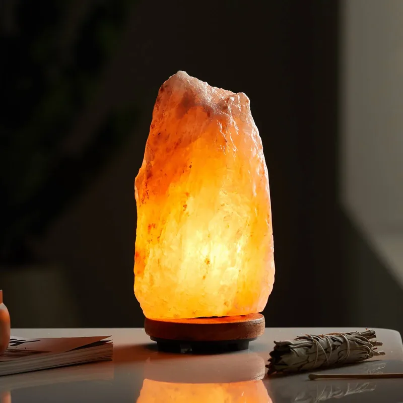 Zoutkristal-tafellamp Stone, natuurkleuren fra Globo i Donkerbruin, Natuurkleuren – produktbillede