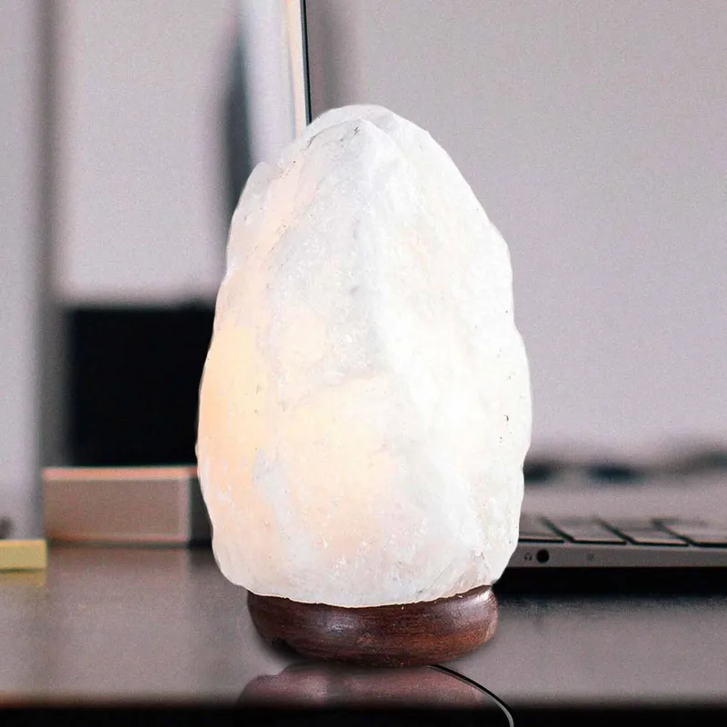 Zoutkristal-tafellamp Stone, wit fra Globo i Donkerbruin, Hvid – produktbillede
