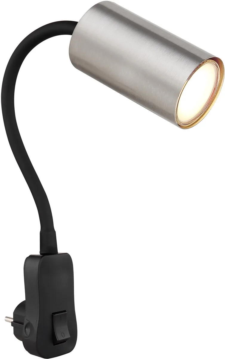 Zwarte lamp Robby stopcontact met nikkel - 57911DP von Globo in Schwarz – Produktfoto