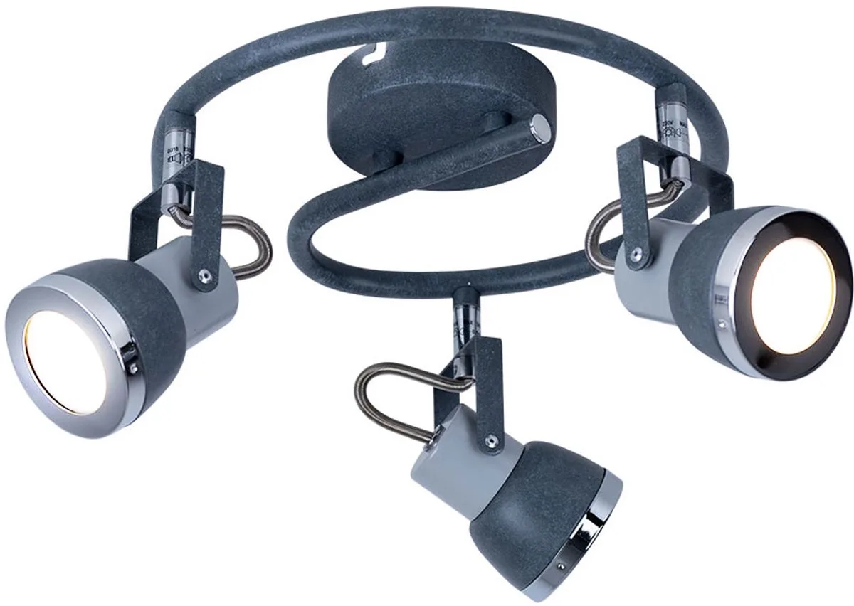 Zwenkbare plafondlamp LED plafondspot 3 vlammen keukenspot plafondlamp, 3 vlammen steen metaal spots beweegbaar, 3x GU10 stopcontacten, DxH 25,5x16 cm de Globo en Gris – photo produit
