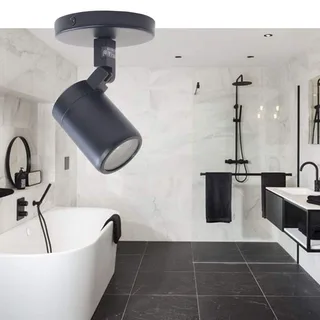 Badkamer opbouwspot | 10 cm | rain spots IP44 | GU10 | zwart | glas en metaal | moderne by Highlight – product photo 2 of 3