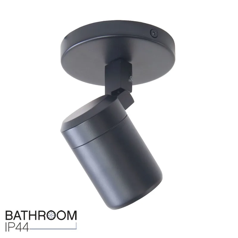 Badkamer opbouwspot | 10 cm | rain spots IP44 | GU10 | zwart | glas en metaal | moderne by Highlight – product photo 3 of 3