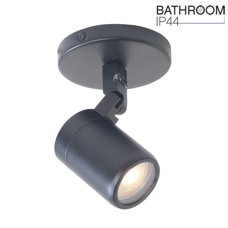 Badkamer opbouwspot | 10 cm | rain spots IP44 | GU10 | zwart | glas en metaal | moderne by Highlight – product photo 1 of 3