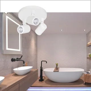 Badkamer opbouwspot | 25 cm | Rain spots IP44 | 3 lichts | GU10 | wit | glas en metaal | modern van Highlight – productfoto 2 van 3