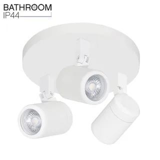 Badkamer opbouwspot | 25 cm | Rain spots IP44 | 3 lichts | GU10 | wit | glas en metaal | modern van Highlight – productfoto 1 van 3