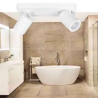 Badkamer plafondspot | 26 cm | Oliver spots IP44 | 2 lichts | GU10 | wit | kunststof en metaal de Highlight – photo produit 2 sur 2