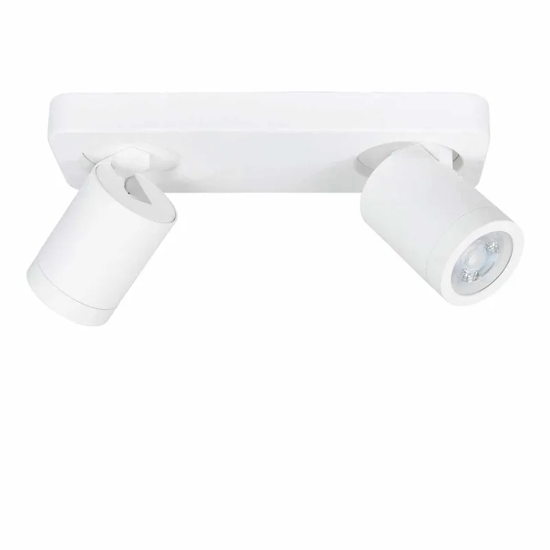Badkamer plafondspot | 26 cm | Oliver spots IP44 | 2 lichts | GU10 | wit | kunststof en metaal de Highlight – photo produit 1 sur 2