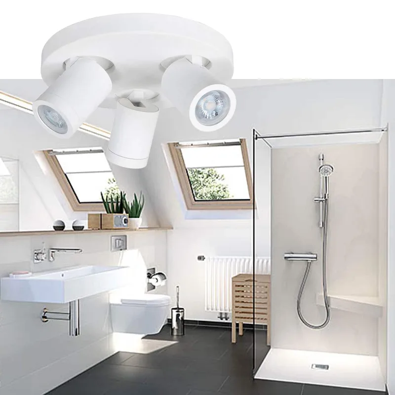 Badkamer spot | 25 cm | Oliver spots IP44 | 3 lichts | GU10 | wit | kunststof en metaal | moderne von Highlight – Produktfoto 2 von 3