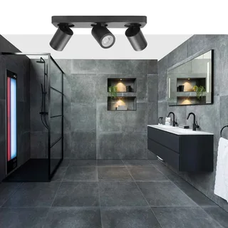 Badkamer spot | Oliver spots IP44 | 3 lichts | GU10 | zwart | kunststof en metaal | moderne fra Highlight – produktbillede 2 af 3