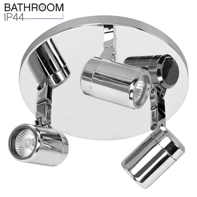 Badkamerspot | 25 cm | Rain spots IP44 | 3 lichts | GU10 | chroom | glas en metaal | moderne de Highlight – photo produit 1 sur 3