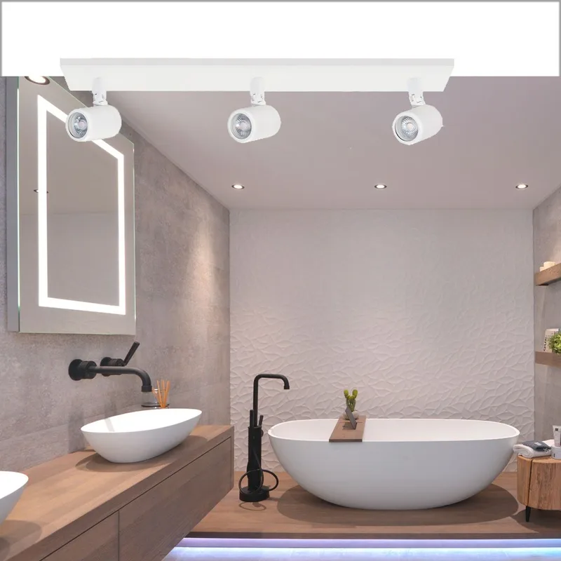 Badkamerspot | 65 cm | rain spots IP44 | 3 lichts | GU10 | wit | glas en metaal | moderne de Highlight – photo produit 2 sur 3