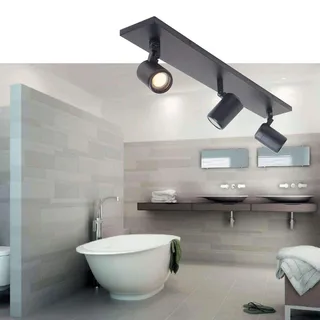 Badkamerspot | 65 cm | Rain spots IP44 | 3 lichts | GU10 | zwart | glas en metaal | modern von Highlight – Produktfoto 2 von 3