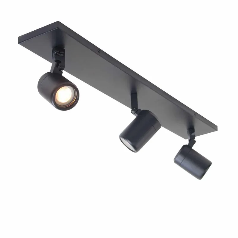 Badkamerspot | 65 cm | Rain spots IP44 | 3 lichts | GU10 | zwart | glas en metaal | modern von Highlight – Produktfoto 1 von 3