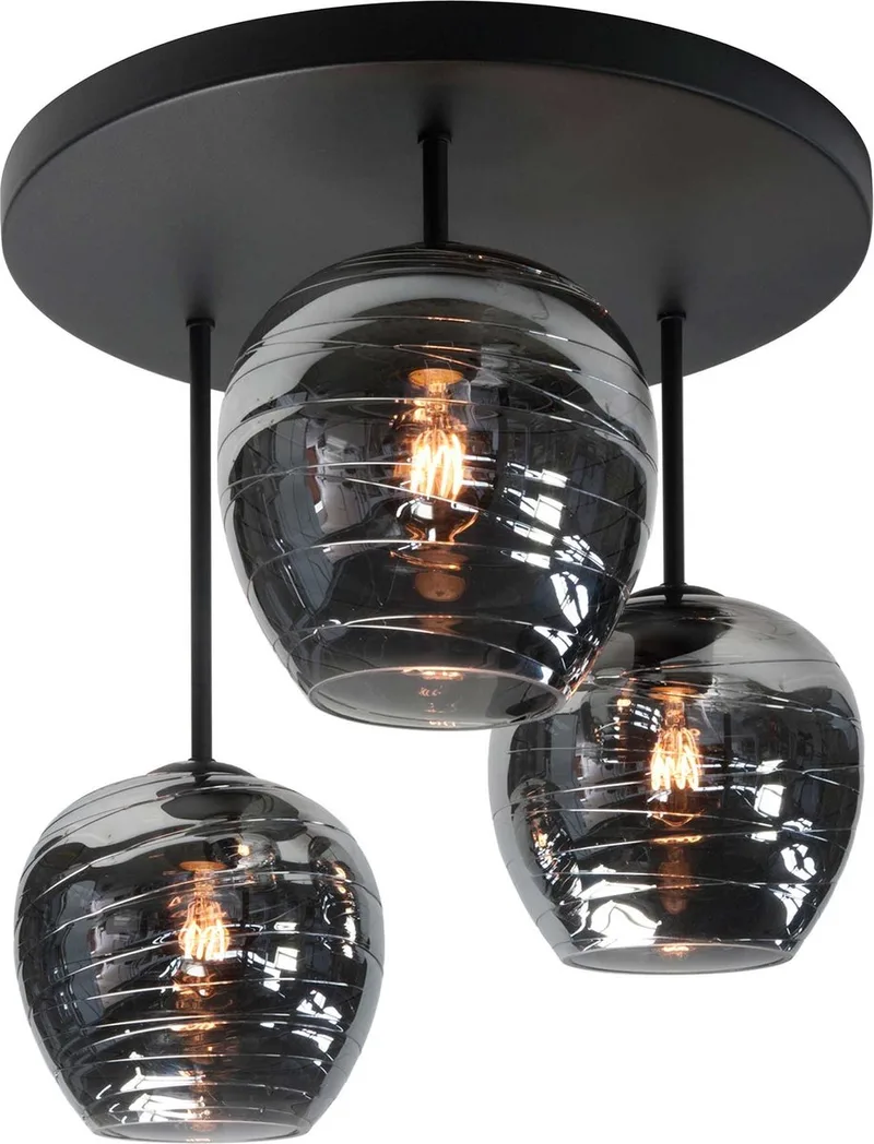 Fantasy Plafondlamp 3 lichts zwart +glas Apple - Modern de Highlight en Smoke – photo produit