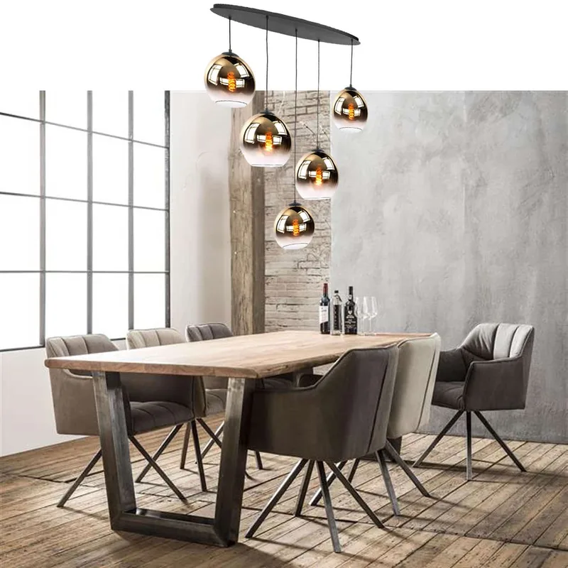 Hanglamp | 100 x 35 cm | fantasy globe goud - helder | 5 lichts | E27 | goud zwart | glas metaal fra Highlight – produktbillede 2 af 3