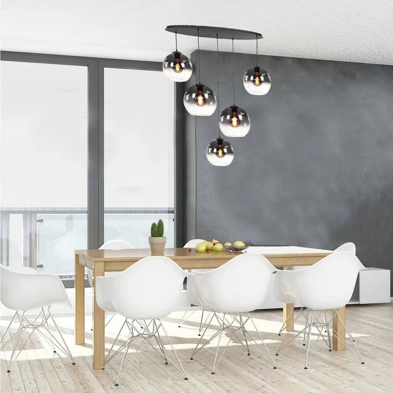 Hanglamp | 100 x 35 cm | fantasy globe titaan - helder | 5 lichts | E27 | smoke zwart | glas metaal von Highlight – Produktfoto 2 von 3