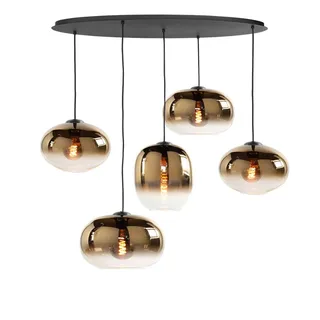 Hanglamp | 23, 26, 31 cm | Bellini | 5 lichts | E27 | goud, zwart | glas, metaal | modern von Highlight – Produktfoto 1 von 3