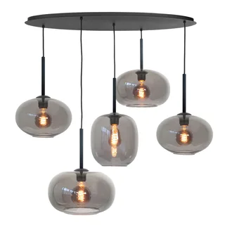 Hanglamp | 23, 26, 31 cm | Bellini | 5 lichts | E27 | smoke zwart | glas metaal | moderne van Highlight – productfoto 1 van 3