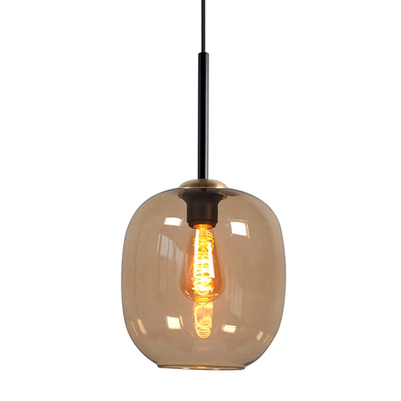 Hanglamp | 23 cm | Bellini | E27 | bruin zwart | glas metaal | moderne landelijke romantische de Highlight – photo produit 2 sur 3