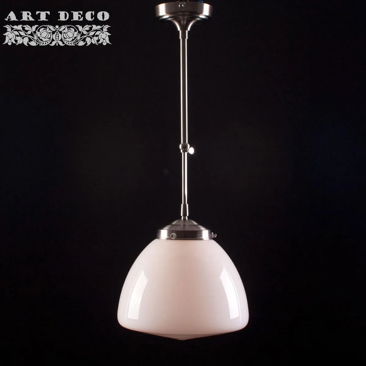 Hanglamp | 25 cm | art deco | E27 | grijs staal wit | glas metaal | retro verlichting von Highlight – Produktfoto