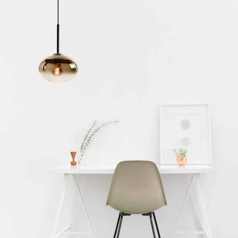 Hanglamp | 26 cm | bellini | E27 | amber goud zwart | glas metaal | moderne decoratieve de Highlight – photo produit 2 sur 3