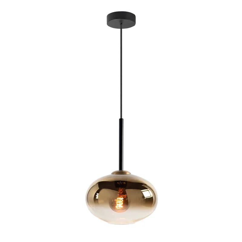 Hanglamp | 26 cm | bellini | E27 | amber goud zwart | glas metaal | moderne decoratieve de Highlight – photo produit 1 sur 3