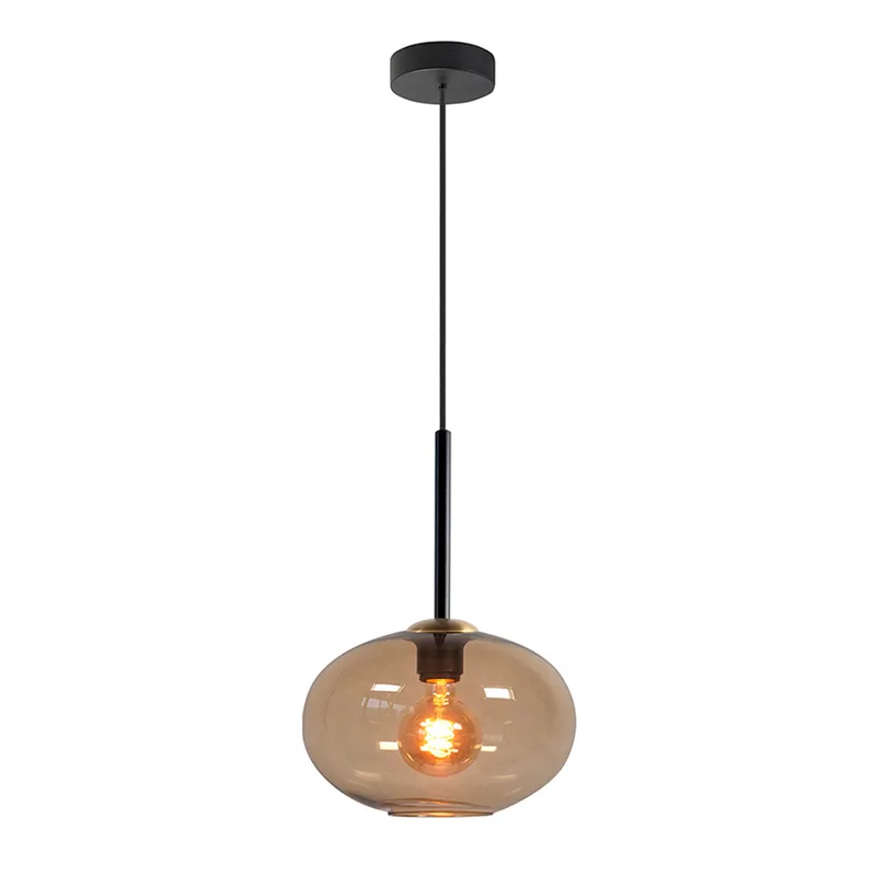 Hanglamp | 26 cm | bellini | E27 | bruin zwart | glas metaal | modern romantisch sfeerverlichting de Highlight – photo produit 1 sur 3