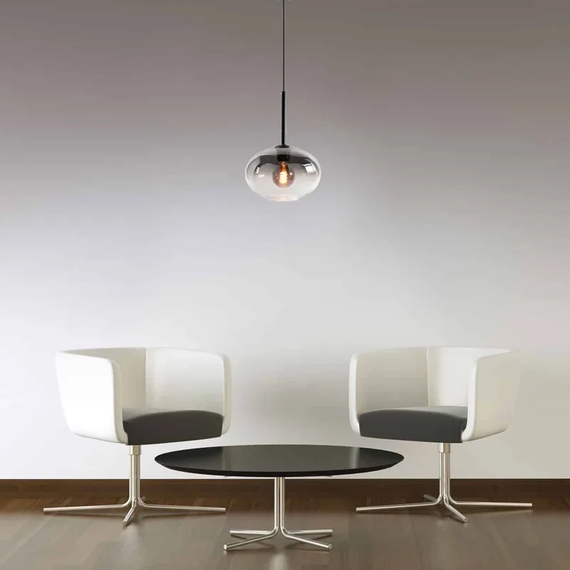 Hanglamp | 26 cm | Bellini | E27 | smoke zwart | glas metaal | moderne sfeerverlichting de Highlight – photo produit 2 sur 3