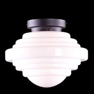 Hanglamp | 30 cm | art deco met zwart armatuur | E27 | wit, zwart | glas, metaal | art deco von Highlight – Produktfoto 1 von 3