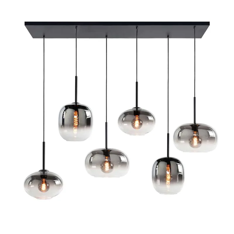 Hanglamp | 31 cm, 26 cm, 23 cm | Bellini | 6 lichts | E27 | smoke zwart | glas metaal | moderne von Highlight – Produktfoto 1 von 3