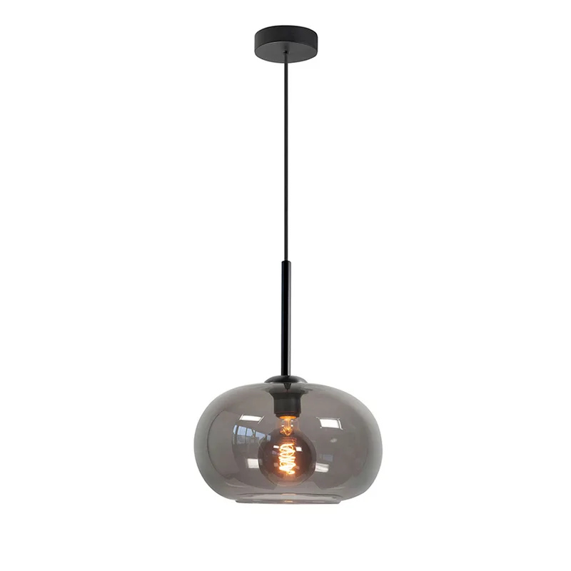Hanglamp | 31 cm | Bellini | E27 | smoke zwart | glas metaal | modern landelijke romantische sfeer fra Highlight – produktbillede 1 af 3