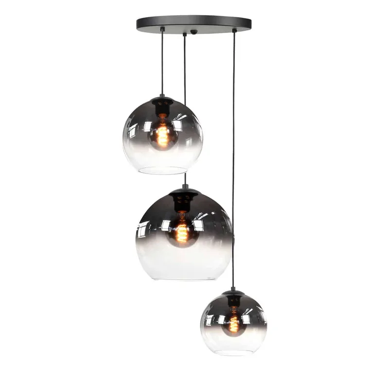 Hanglamp | 35 cm | Fantasy globe titaan - helder | 3 lichts | E27 | smoke zwart | glas metaal fra Highlight – produktbillede 1 af 3