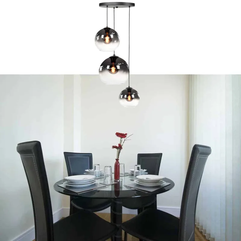 Hanglamp | 35 cm | Fantasy globe titaan - helder | 3 lichts | E27 | smoke zwart | glas metaal fra Highlight – produktbillede 2 af 3