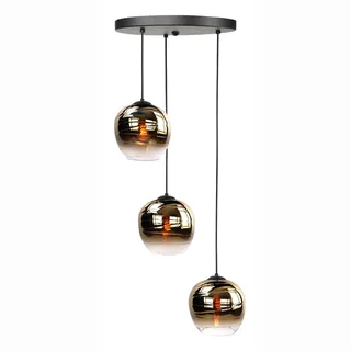 Hanglamp | 35 cm | fantasy lampen | 3 lichts | E27 | amber goud zwart | glas metaal | landelijke de Highlight – photo produit 1 sur 3