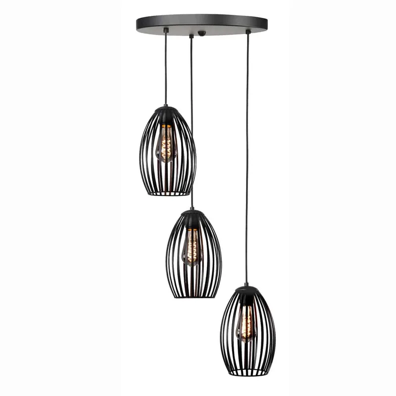 Hanglamp | 35 cm | gabbia | 3 lichts | E27 | zwart | metaal | modern landelijk trendy fra Highlight – produktbillede 1 af 3