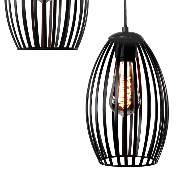 Hanglamp | 35 cm | gabbia | 3 lichts | E27 | zwart | metaal | modern landelijk trendy fra Highlight – produktbillede 3 af 3