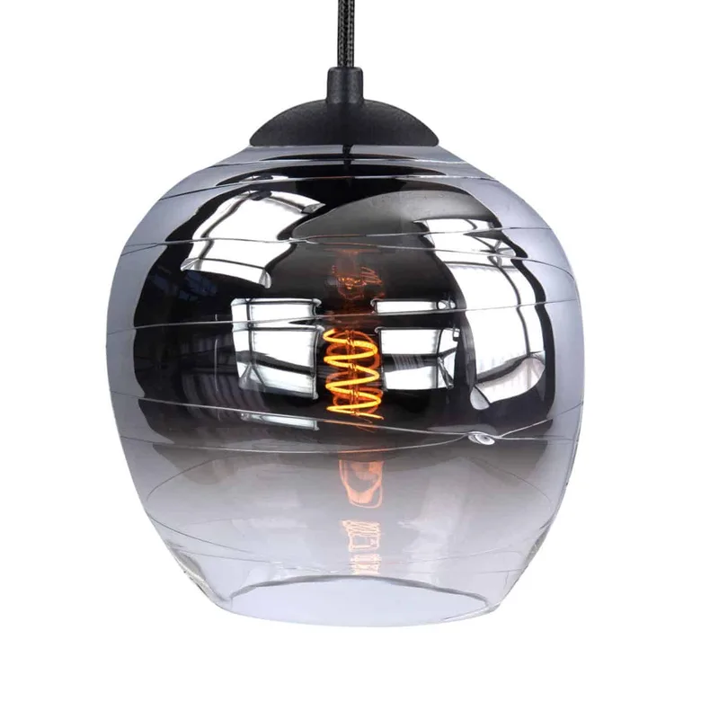 Hanglamp | 45 cm | Fantasy lampen | 5 lichts | E27 | smoke zwart | glas metaal | landelijke moderne de Highlight – photo produit 2 sur 3
