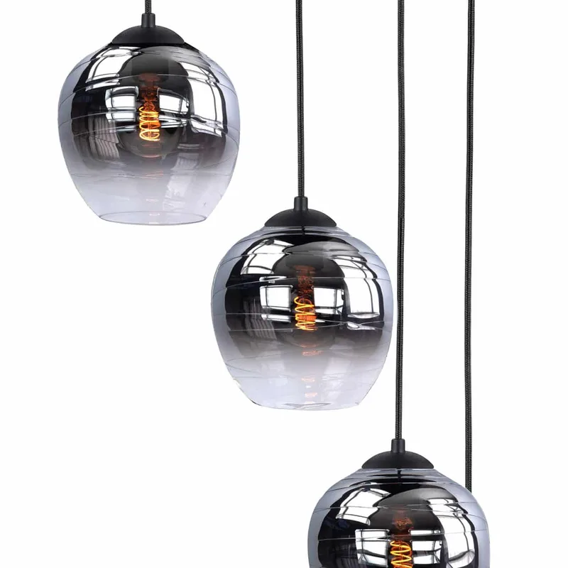 Hanglamp | 45 cm | Fantasy lampen | 5 lichts | E27 | smoke zwart | glas metaal | landelijke moderne de Highlight – photo produit 3 sur 3