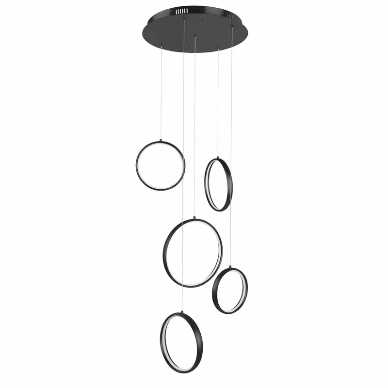 Hanglamp | 45 cm | olympia | 5 lichts | LED | zwart | kunststof en metaal | moderne decoratieve by Highlight – product photo