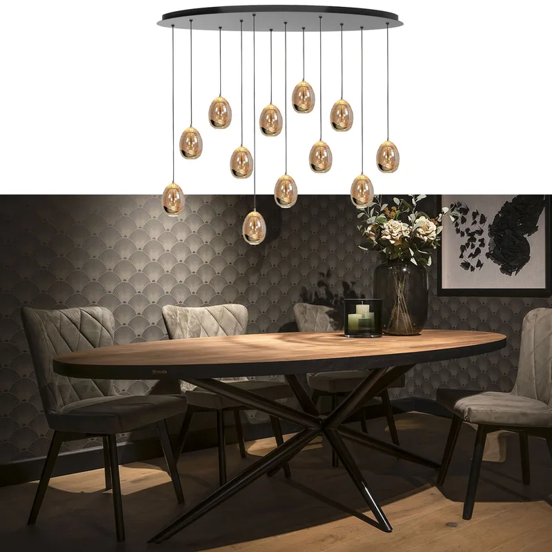Hanglamp | 9,5 cm | golden egg | 12 lichts | ingebouwde vervangbare LED module | amber goud zwart de Highlight – photo produit 2 sur 3