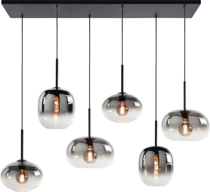 hanglamp Bellini 6L balk 120 cm - zwart/smoke von Highlight in Schwarz – Produktfoto