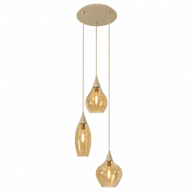 Hanglamp Cambio 3 lichts Ø 30 cm beige de Highlight – photo produit