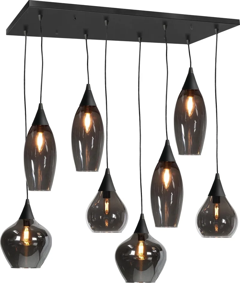 hanglamp Cambio 8 lichts - smoke fra Highlight i Sort – produktbillede
