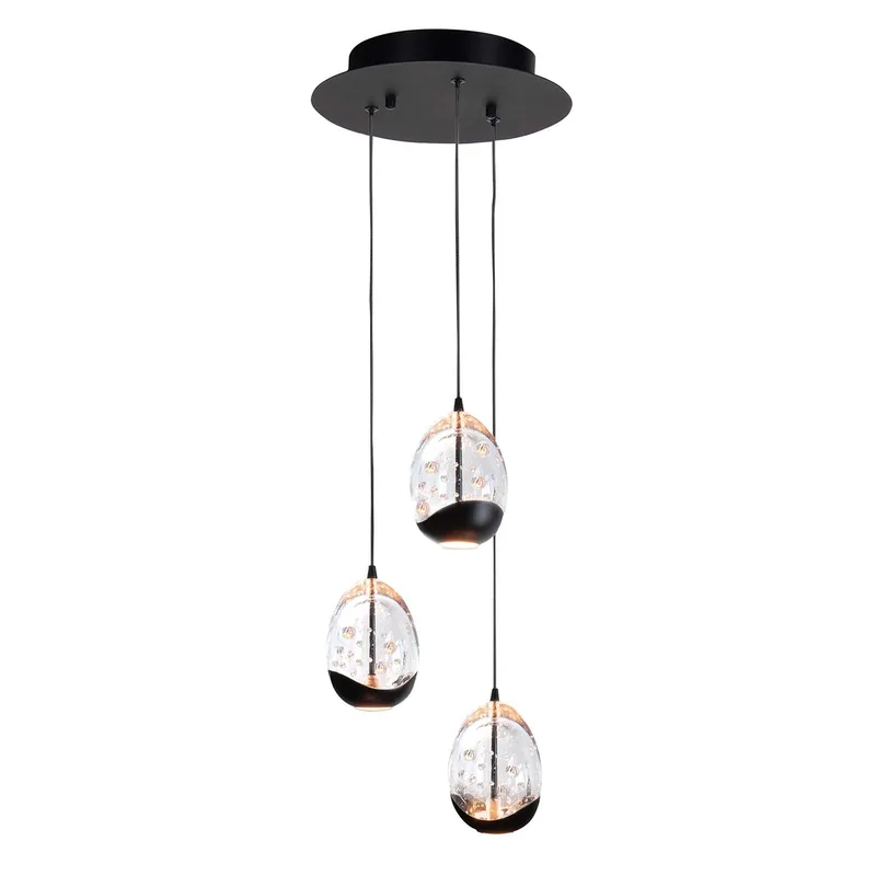 Hanglamp Clear Egg 3 lichts Ø 25 cm helder-zwart från Highlight – produktbild