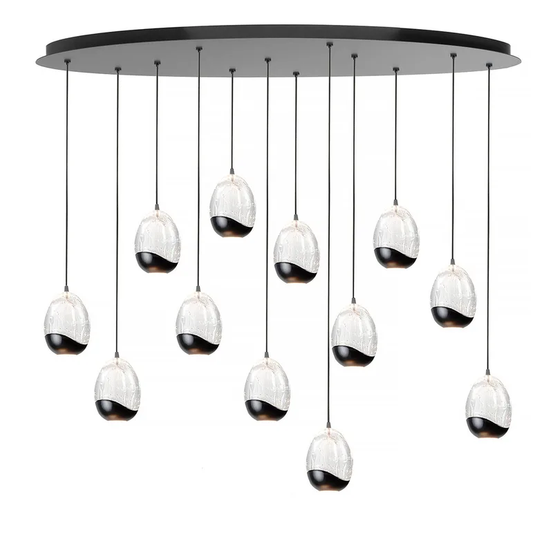 Hanglamp Clear Egg ovaal 12 lichts L 140 cm helder-zwart van Highlight – productfoto